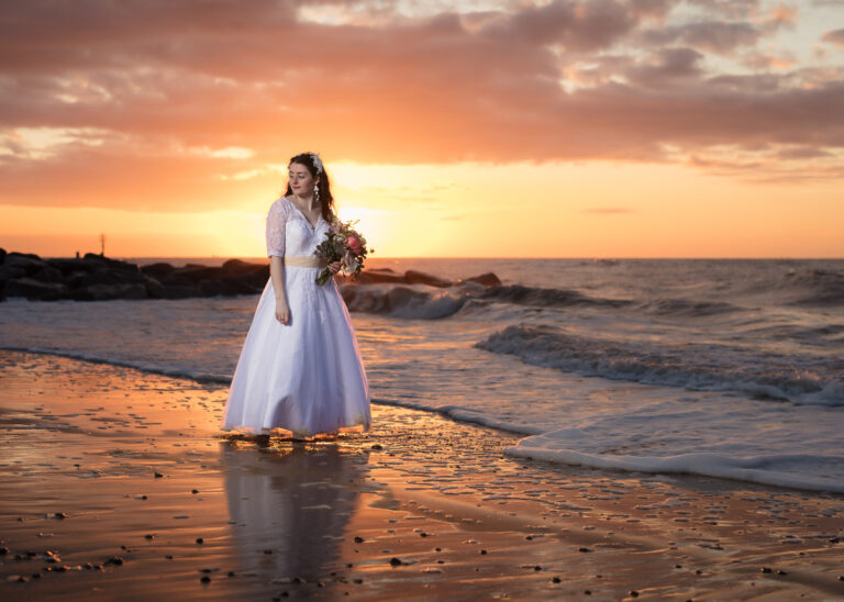 Sunrise Wedding Dress Shoot at Southwold Beach